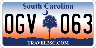 SC license plate OGV063