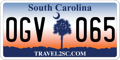 SC license plate OGV065