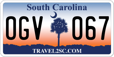 SC license plate OGV067