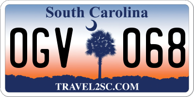 SC license plate OGV068