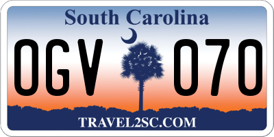 SC license plate OGV070