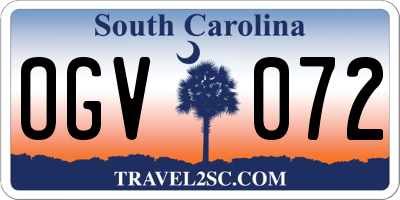 SC license plate OGV072
