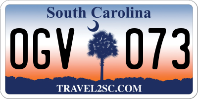 SC license plate OGV073