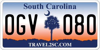 SC license plate OGV080