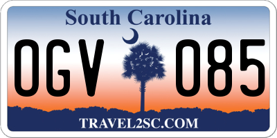 SC license plate OGV085