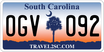 SC license plate OGV092