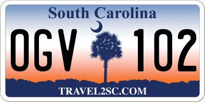 SC license plate OGV102