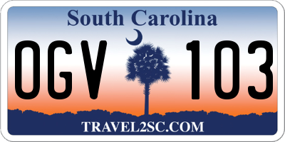 SC license plate OGV103