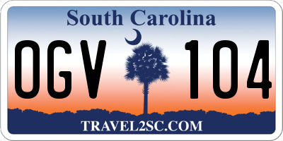 SC license plate OGV104