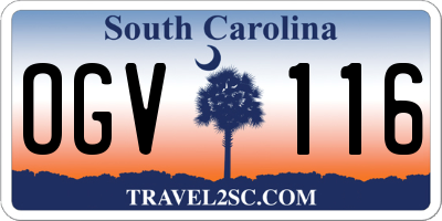 SC license plate OGV116