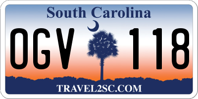 SC license plate OGV118