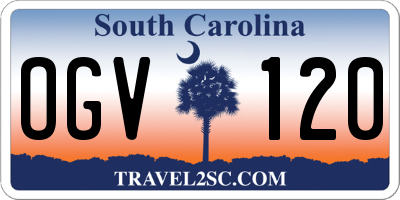 SC license plate OGV120