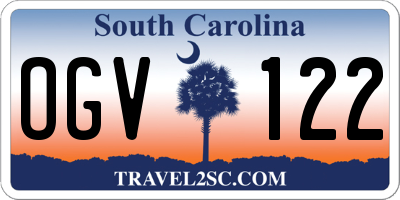 SC license plate OGV122
