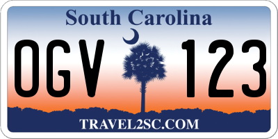 SC license plate OGV123