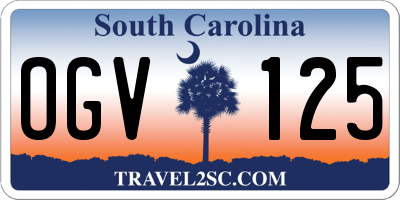 SC license plate OGV125