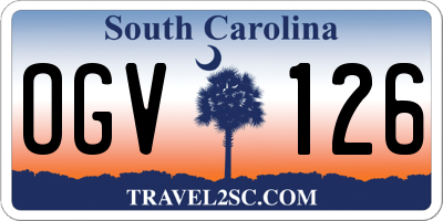 SC license plate OGV126