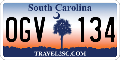SC license plate OGV134