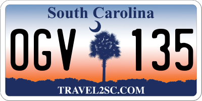 SC license plate OGV135