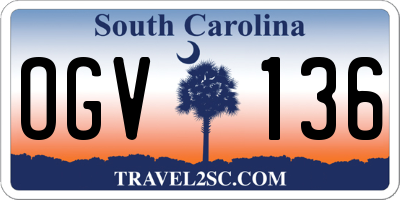 SC license plate OGV136