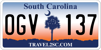 SC license plate OGV137