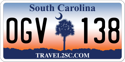 SC license plate OGV138