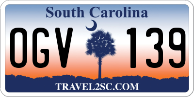 SC license plate OGV139