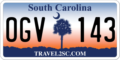SC license plate OGV143