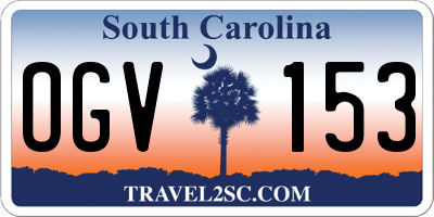 SC license plate OGV153