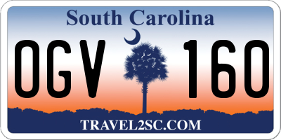 SC license plate OGV160