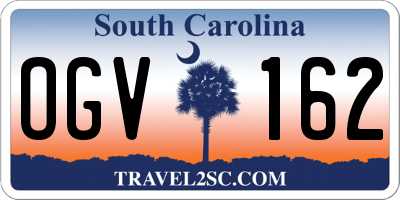 SC license plate OGV162