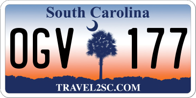 SC license plate OGV177