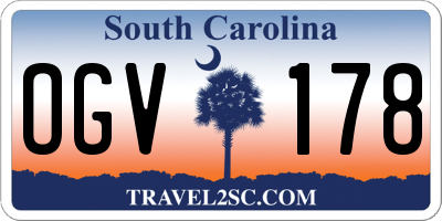 SC license plate OGV178