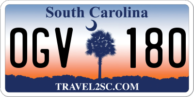 SC license plate OGV180