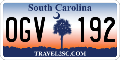 SC license plate OGV192