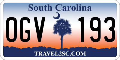 SC license plate OGV193