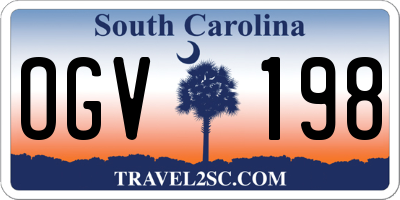 SC license plate OGV198