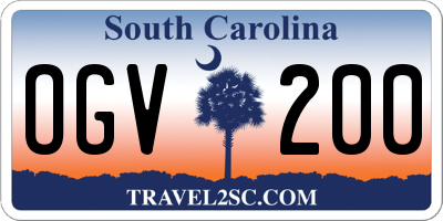 SC license plate OGV200