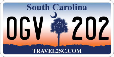 SC license plate OGV202