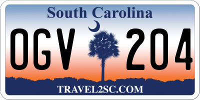 SC license plate OGV204
