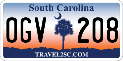 SC license plate OGV208