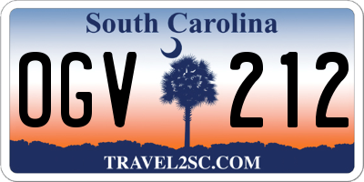 SC license plate OGV212
