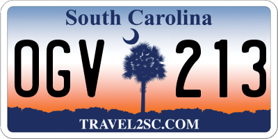 SC license plate OGV213