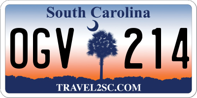SC license plate OGV214