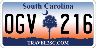 SC license plate OGV216
