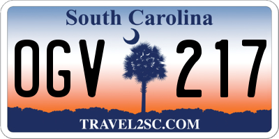 SC license plate OGV217