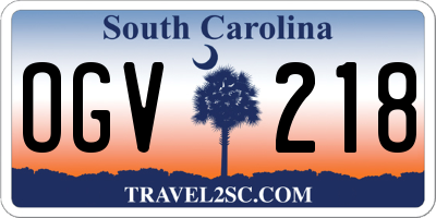 SC license plate OGV218
