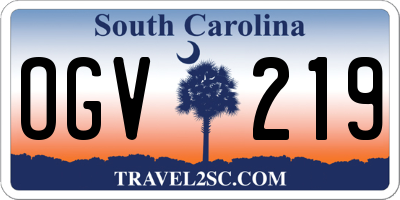 SC license plate OGV219