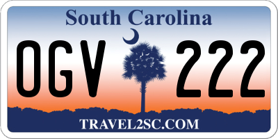 SC license plate OGV222