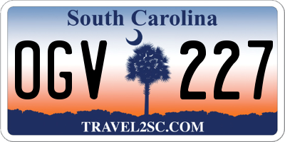 SC license plate OGV227