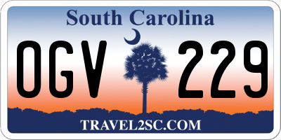 SC license plate OGV229
